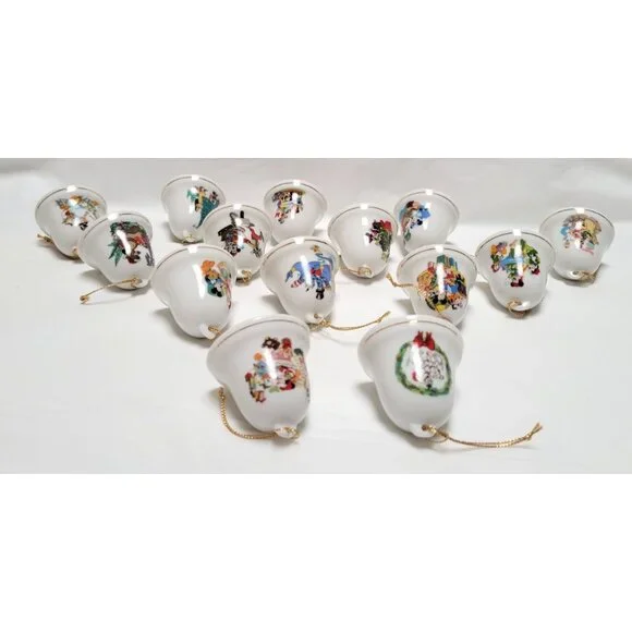 Lot of 14 Vintage Disney Grolier 2" Ceramic Bell Ornaments Mickey Minnie Donald - Picture 8 of 8